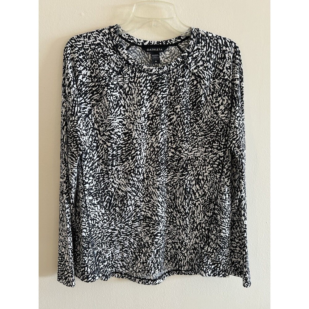 Athleta Ultimate Train Top Long Sleeve Windstorm Black/White Size Medium